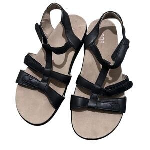 SAS Relaxed Sandals Black Leather Triple Strap Comfort Shoes NWOT Sz 9 USA